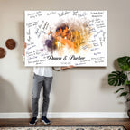Ink Splash Wedding Guest Book Canvas, Personalized Couple Photo Sign