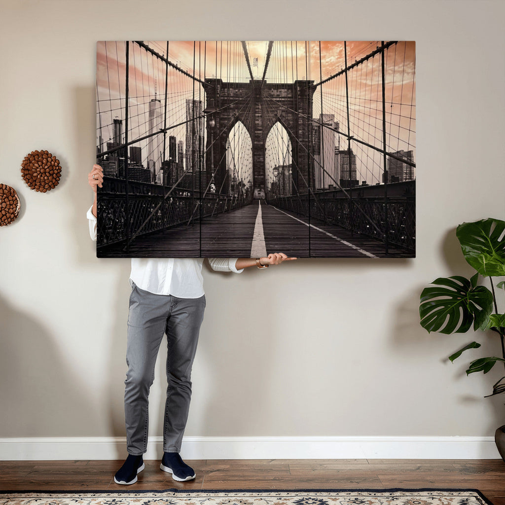 Brooklyn Bridge Canvas Wall Art, New York City Skyline Photography