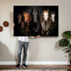 Horse Wall Art Canvas Print, Wild Horses Portrait Photography, Rustic Ranch Decor
