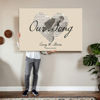 Lyrics Heart Canvas Print, Personalized Song Lyrics and Photo Wall Art