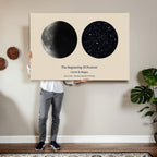 Moon and Stars Canvas Print, Personalized Moon Phase and Star Map Art