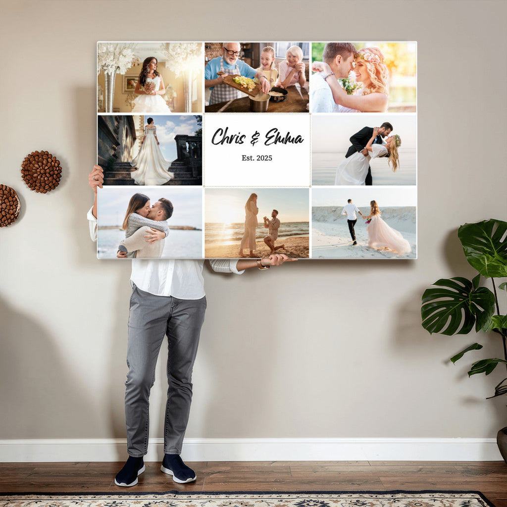 Custom Framed Photo Canvas, Personalized Family Picture Collage Print