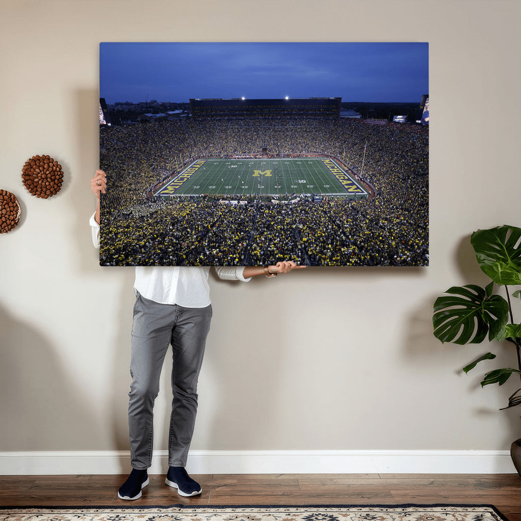 University of Michigan Wolverines Football Team Print, Ann Arbor, Home Bar Wall Decor