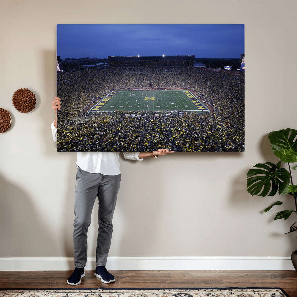 University of Michigan Wolverines Football Team Print, Ann Arbor, Home Bar Wall Decor