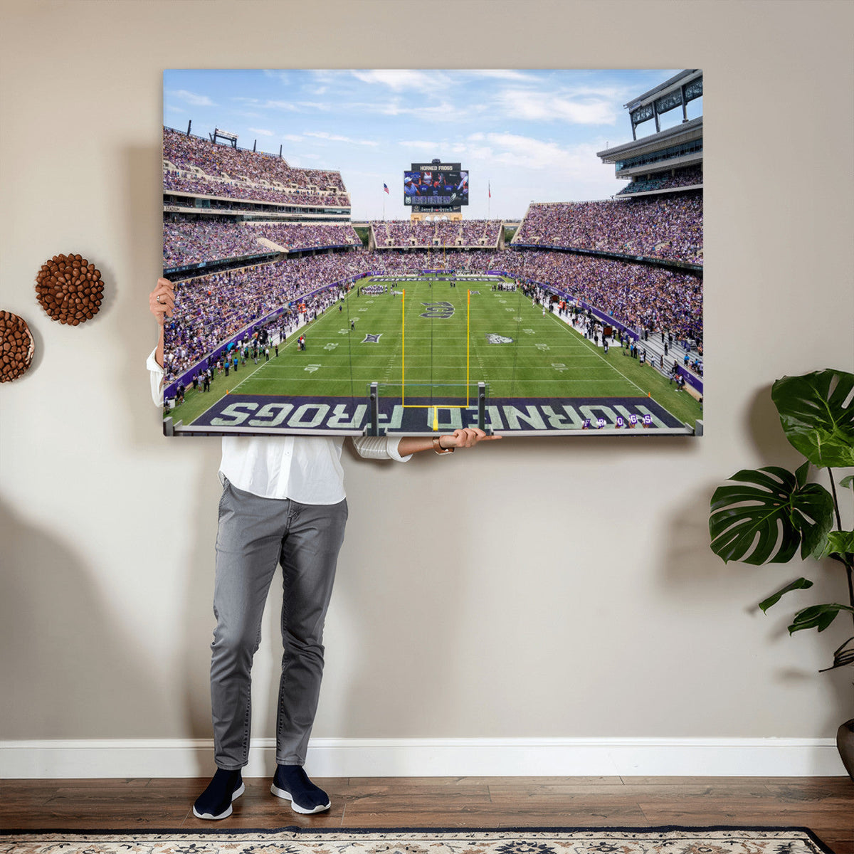 TCU Horned Frogs Football Team Print, Fort Worth Amon G. Carter Stadium, Framed and Ready to Hang