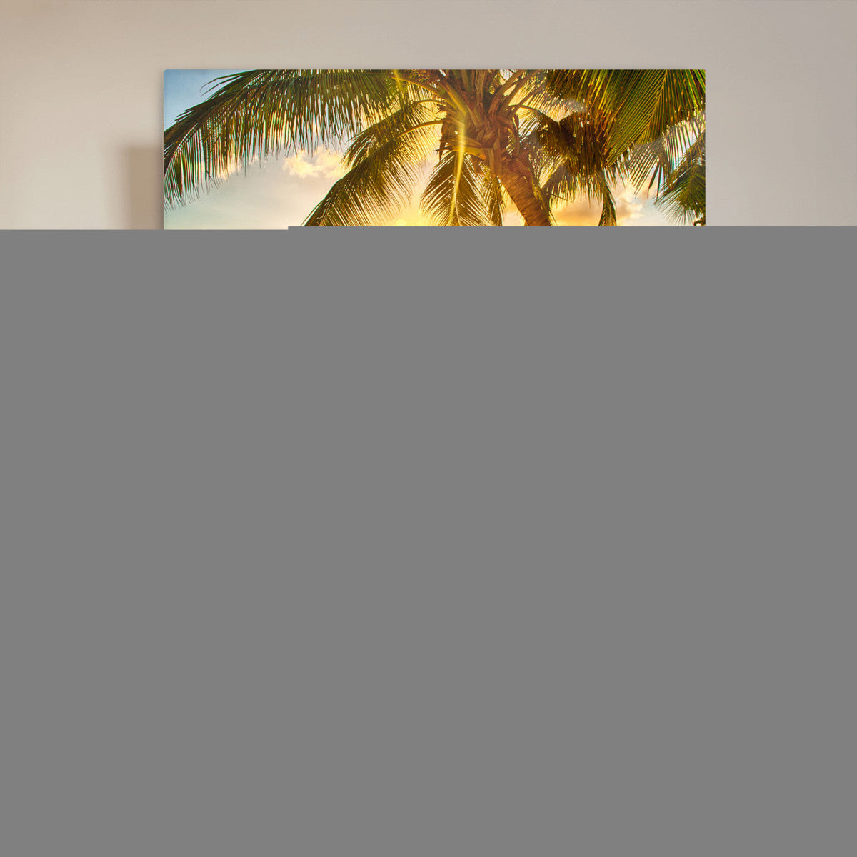 Beach Sunset Canvas Wall Art Print - Tropical Beach Canvas With Palm Trees