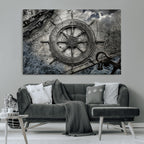 Ship Steering Wheel Vintage Wall Art Canvas Print