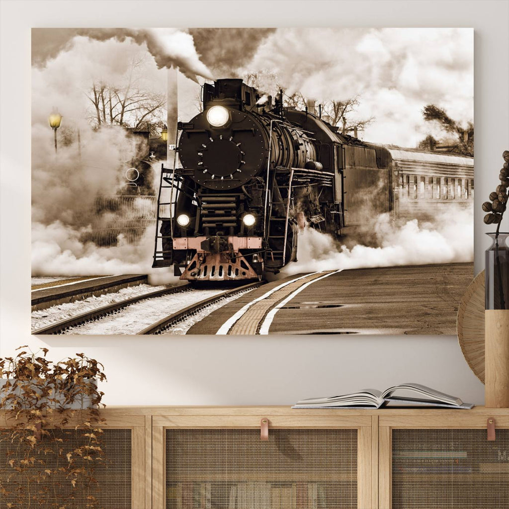 Black Steam Train Canvas Wall Art Print Steam Locomotive Art
