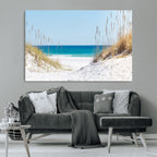 Serene Coastal Dune Path with Ocean View, 3-Panel Beach Canvas Wall Art