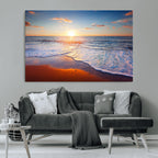 Tropical Ocean Sunset Wall Art Canvas Print, Golden Beach Horizon, Coastal Island Decor