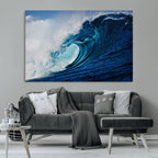 Ocean Wave at Sunset Canvas Art, Large Wall Print of Vibrant Water Waves