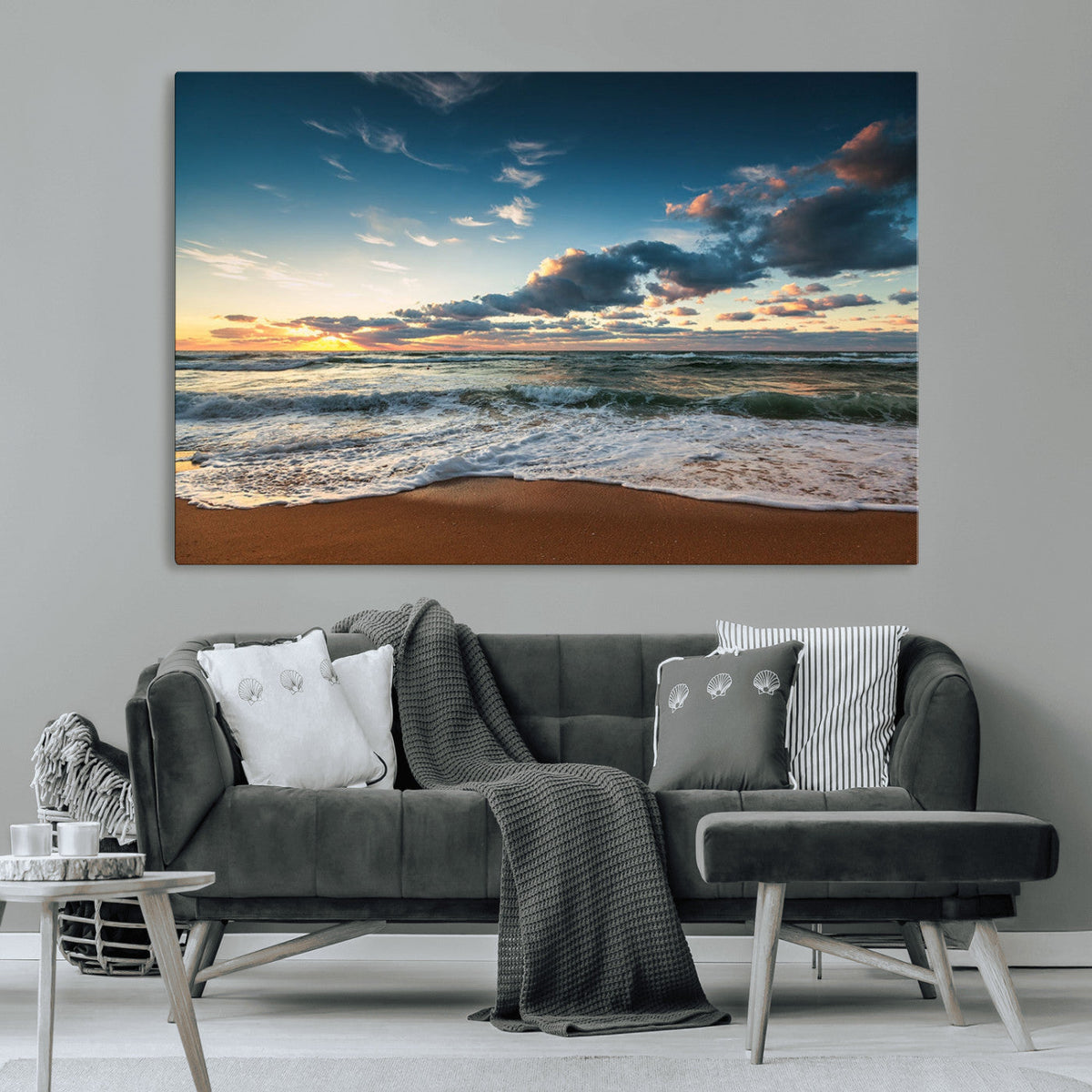 Ocean Beach Wall Art Canvas Print Sunset Artwork Print
