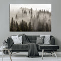 Foggy Mountain Wall Art | 3-Panel Foggy Forest and Mountain Landscape Canvas Print