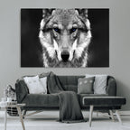 Black and White Wild Wolf Wall Art Canvas Print