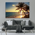 Sunset Palm Trees Wall Art Canvas Print