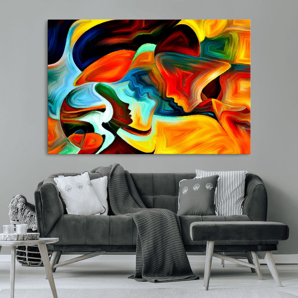 Human Love Figures Abstract Wall Art Canvas Print
