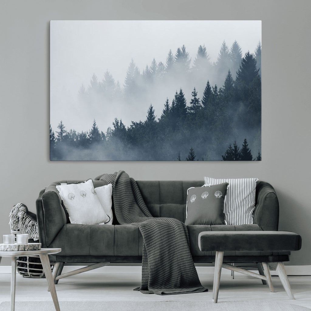 Foggy Pine Forest Wall Art Canvas Print