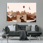 Boho Wall Art Canvas Print Set | Mid-Century Bohemian Wall Artwork, Boho Neutral