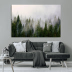 Forest Wall Art Canvas Print | Foggy Forest Wall Art | Pine Wood Forest Print