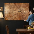 Tree Ring Canvas Art, Rustic Wood Grain Wall Art, Tree Slice Decor for Modern Homes