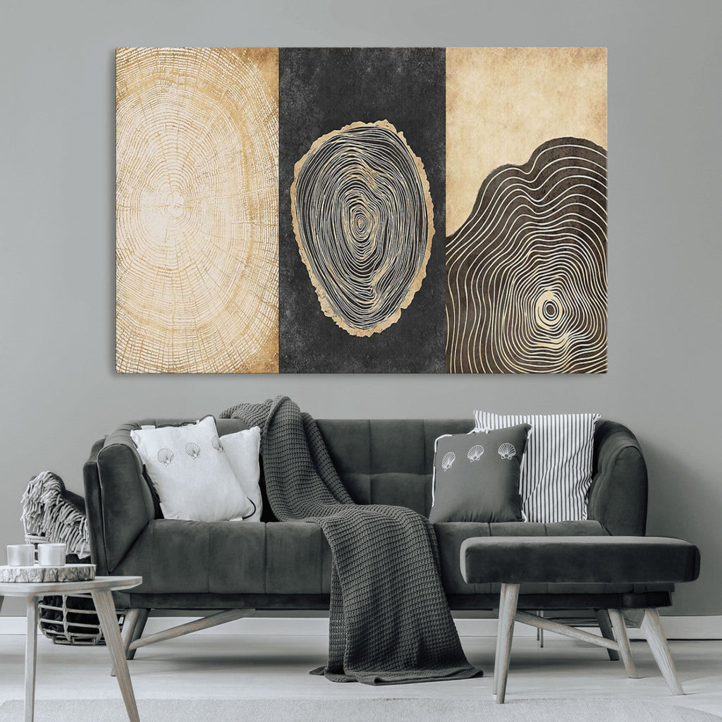 Tree Rings Canvas Wall Art Print, Minimalist Natural History in Modern Decor