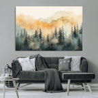 Abstract Forest Print | Mountain Wall Art | Autumn Landscape Canvas Print