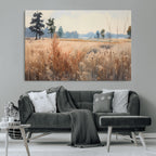 Golden Fields Canvas Wall Art Print | Serene Minimalist Landscape for Modern Decor