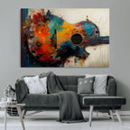 Abstract Guitar Wall Art Canvas | Vibrant Music-Inspired Art for Living Room or Studio