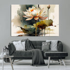 Lotus Flower Watercolor Canvas Print | A Symbol of Serenity and Growth in Soft Watercolors