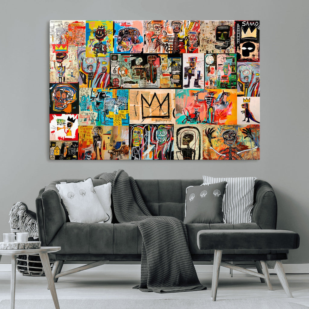 Abstract Art Collage Wall Art Canvas Print, Urban Graffiti Style