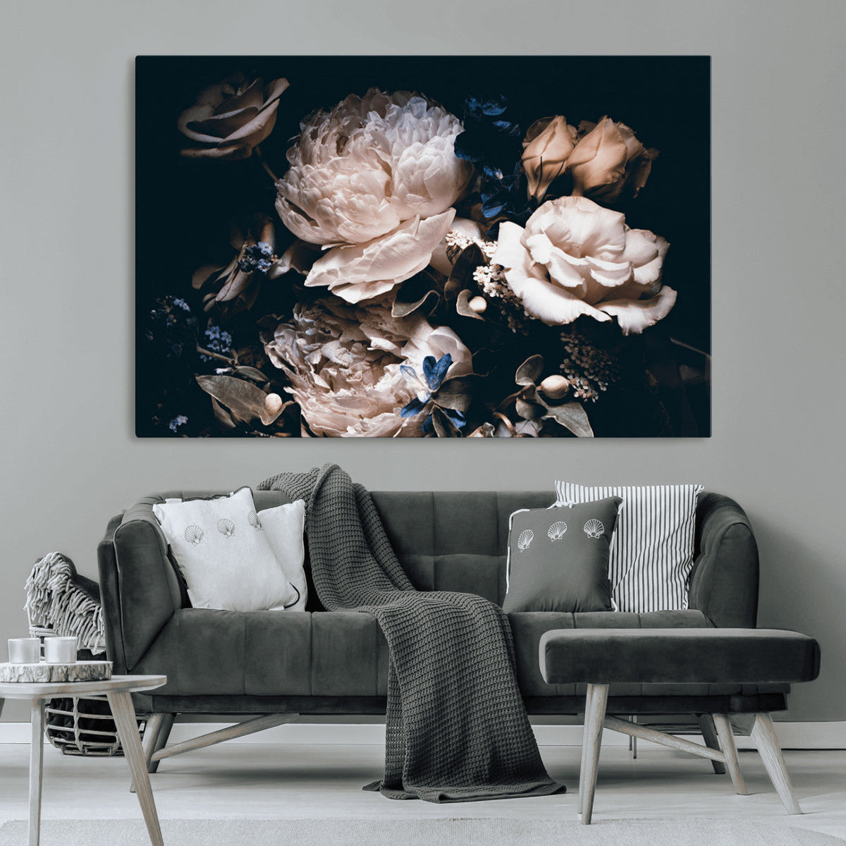 Pink Peonies Flowers Large Canvas Art Print