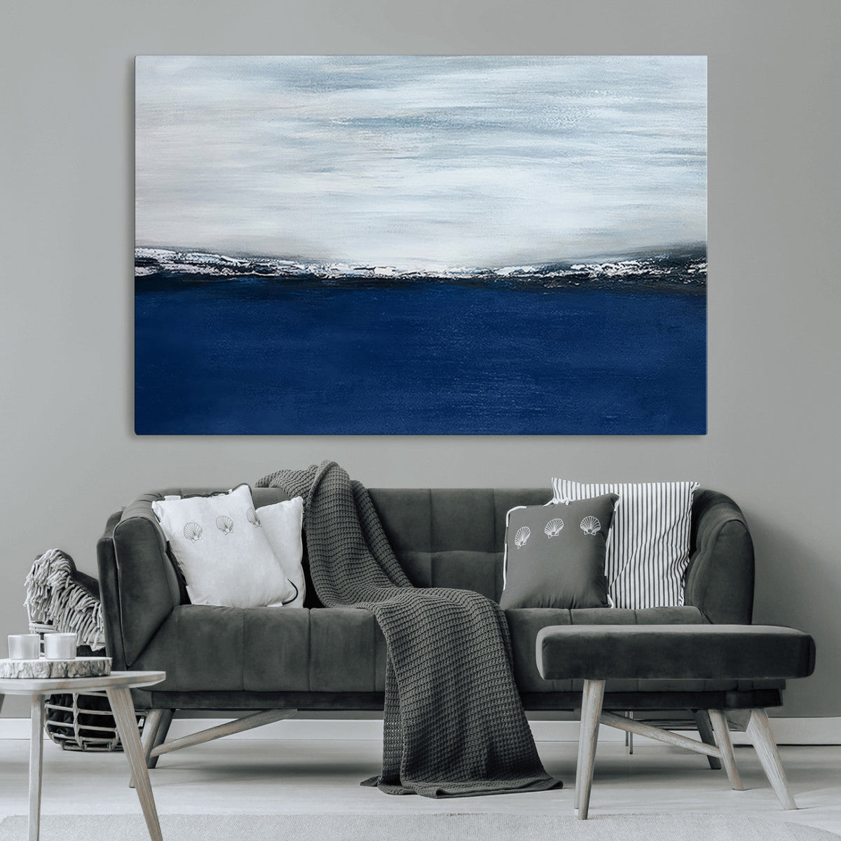 Navy Blue Abstract Wall Art Canvas Print