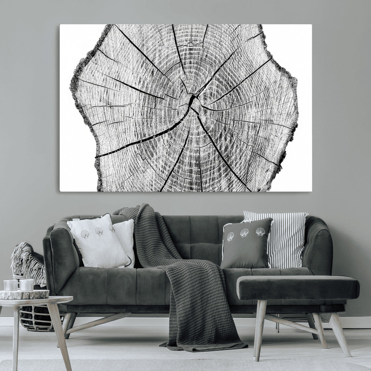 Rustic Tree Ring Wall Art Canvas Print, Framed and Ready to Hang