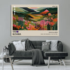 Yayoi Kusama Abstract Print, Vibrant Floral Mountain Art