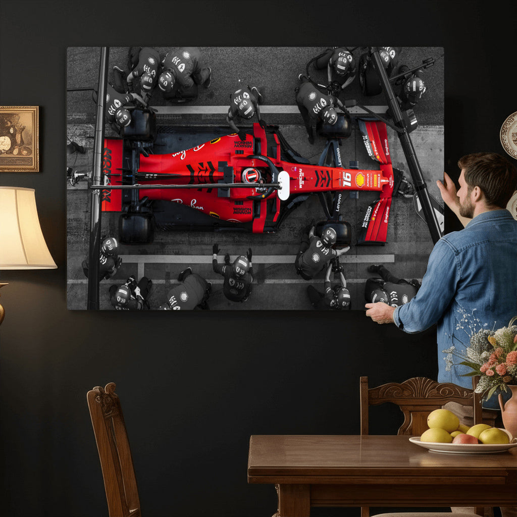 Ferrari Pit Stop Canvas Wall Art | Precision and Speed
