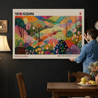 Framed Yayoi Kusama 1986 Wall Art Print | Japanese Wabi Sabi Vibrant Abstract Landscape Canvas