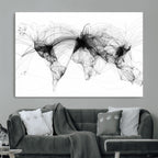 Abstract World Map Wall Art | Framed Geometric Line Canvas