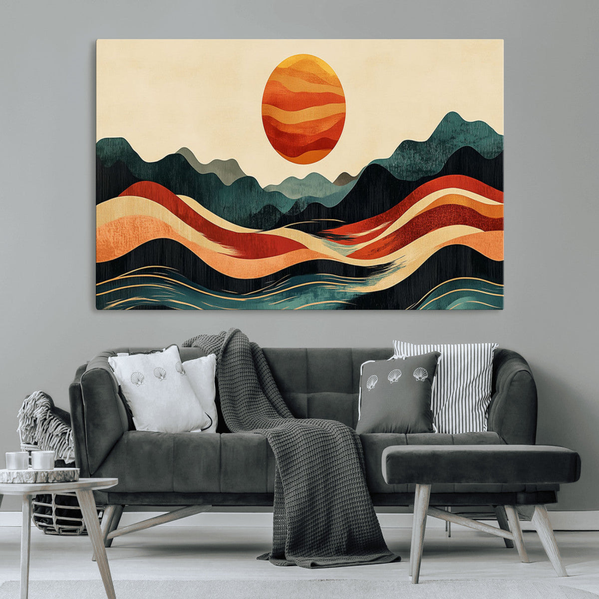 Mountain Triptych Wall Art Canvas Print | Western Boho Pine Tree Nature Print