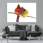 Cardinal Bird Canvas Wall Art, Male and Female Cardinal Print, Nature Inspired Bird Decor