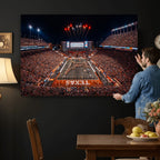 Texas Stadium Night Game Wall Art Canvas Print, Vibrant Football Fireworks Scene