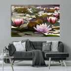 Lotus Flower Wall Art Canvas Print, Water Lily Large Wall Art for Yoga Room Decor