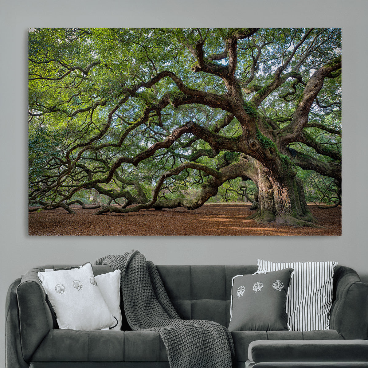 Historic Tree Wall Art | Framed Mossy Branch Canvas Artwork