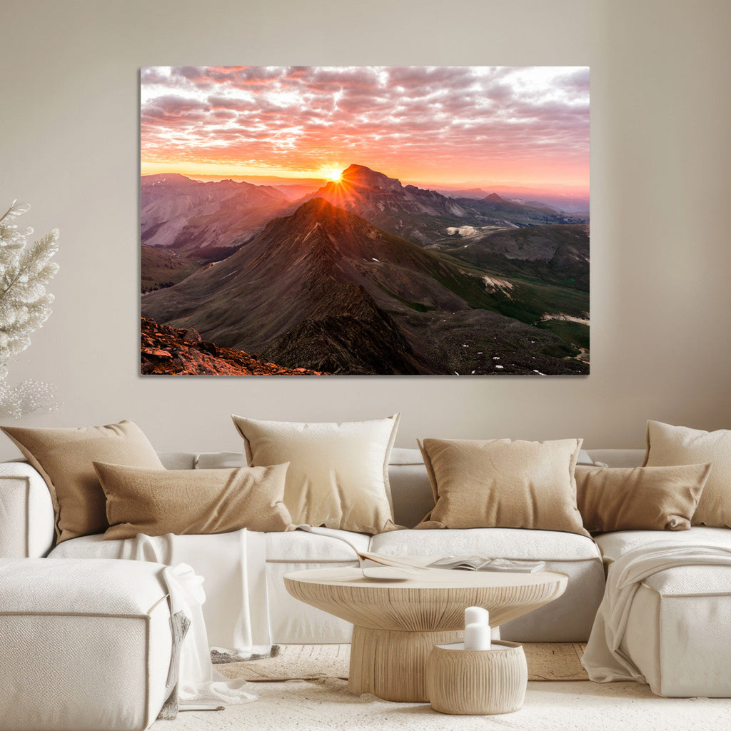 Mountain Sunrise Wall Art Canvas Print | Alpine Ridge Morning Light