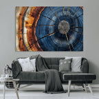 Framed Abstract Tree Ring Wall Art Print, Natural Rustic Wood Grain Canvas Print