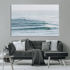 Ocean Waves Wall Art Canvas Print, Framed Surfer Lineup on a Crowded Ocean