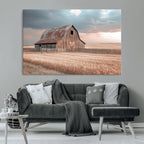 Rustic Barn Wall Art Canvas Print, Framed Wheat Field Scene