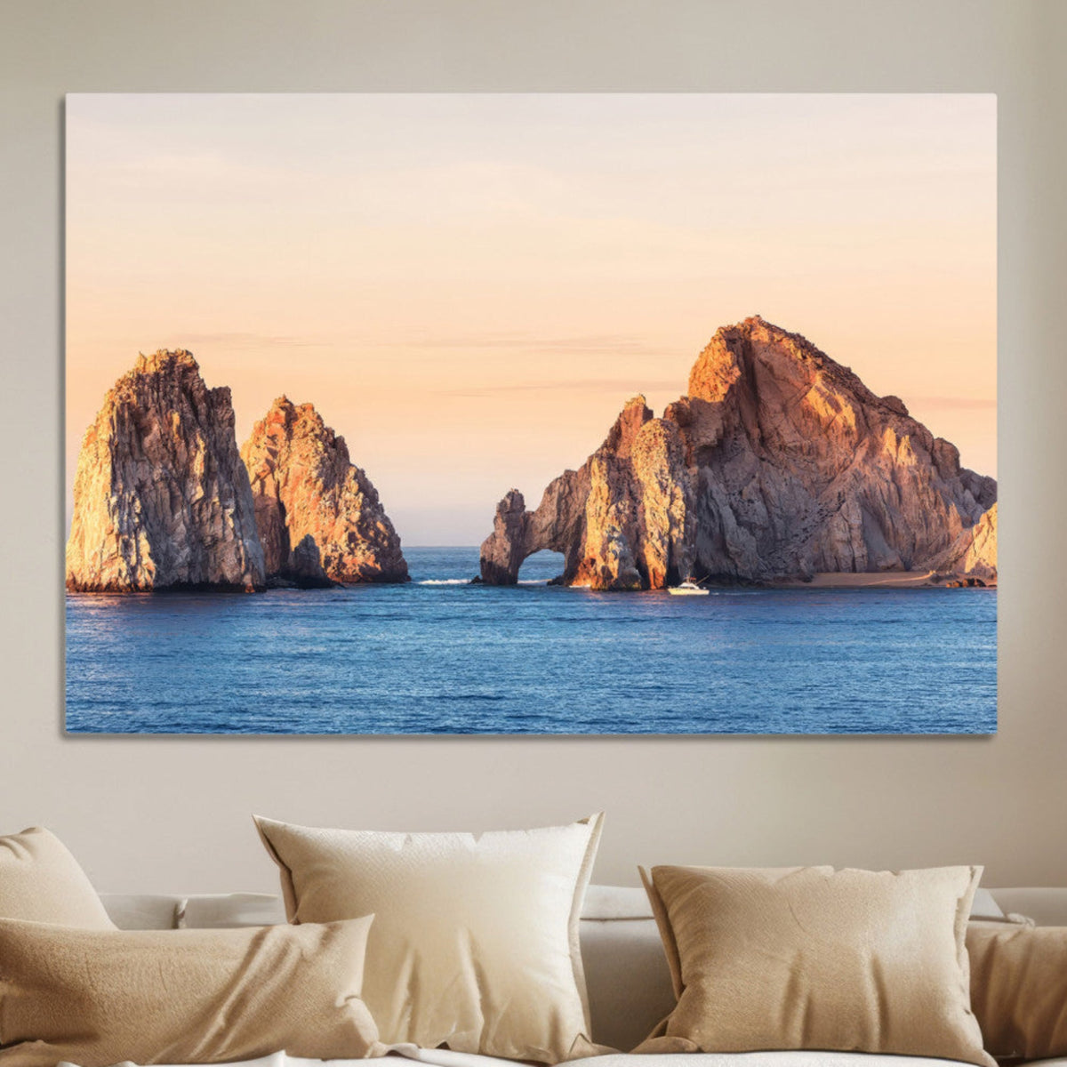 El Arco Wall Art Canvas Print, Framed Cabo San Lucas Ocean Arch Coastal Art