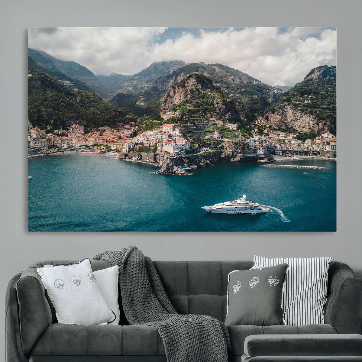 Amalfi Coast Wall Art | Framed Italian Seaside Canvas