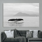 Whale Tail Wall Art | Framed Black White Ocean Canvas