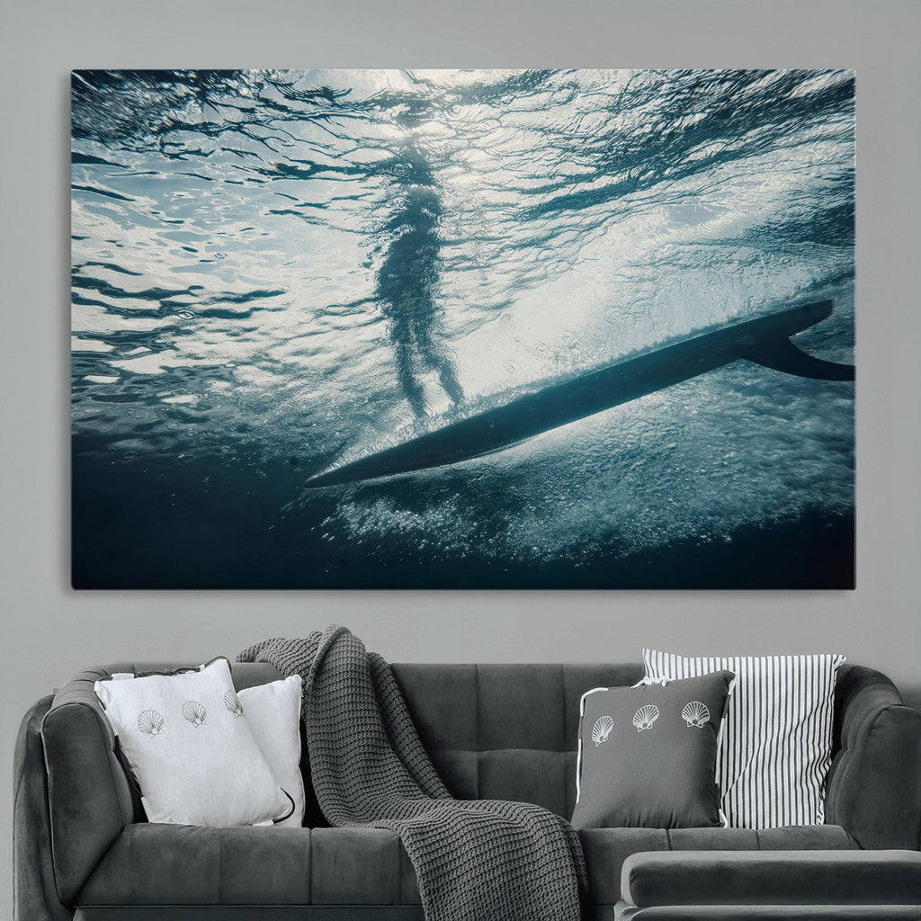 Underwater Surf Wall Art | Framed Ocean Wave Canvas Artwork